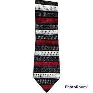 Giorgio Brutini Red White Blue Striped Silk Tie